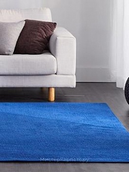 Синий стираемый ковер с коротким ворсом Washy