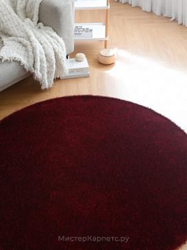 Круглый красный ковер с ворсом Lordliness