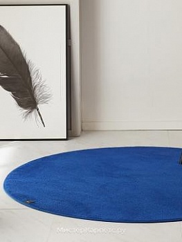 Круглый синий ковер с коротким ворсом Pop