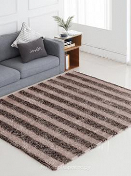 Коричнево-розовый ковер шегги в полоску Tono