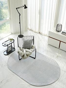 Овальный серый ворсовый ковер Century