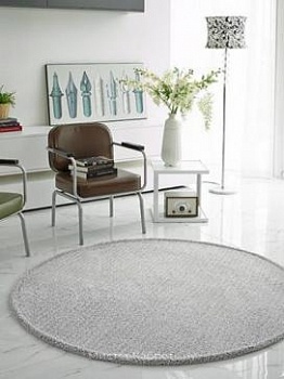 Серебристый круглый ковер с коротким ворсом Stucco