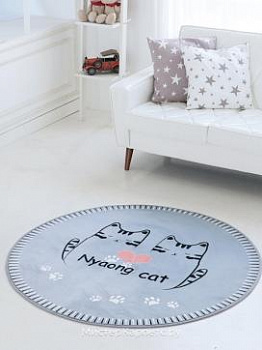 Круглый серый ковер с кошками Cat Lug