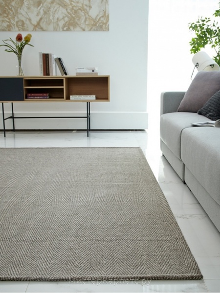 Ковер синель без ворса с узором елочка Plrattan, хаки