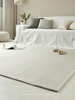 Бежевый безворсовый ковер с имитацией сизаля Eticy