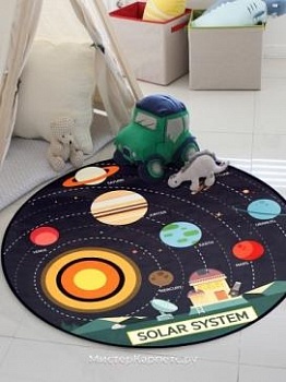 Круглый детский ковер с рисунком солнечная система DTP
