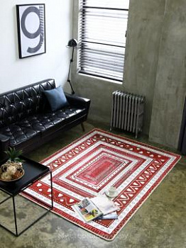 Бордовый ковер с коротким ворсом Ethnic