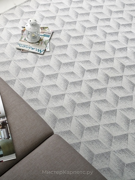 Ковер без ворса с геометрическим рисунком Plaka, серый