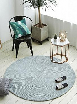 Серый плетеный ковер Gemini, круглый