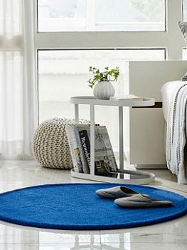 Круглый синий ковер с коротким ворсом Century