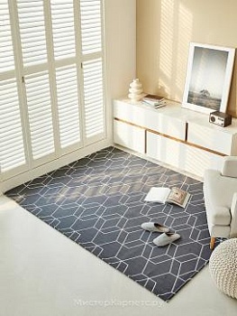 Черный безворсовый ковер Nordic Cube