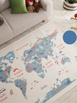 Синий ворсовый ковер с картой Kid Map