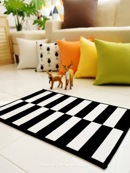 Черно белые коврики в полоску Scandi-mat