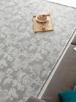 Ковер без ворса с цветочным узором Plaka, серый