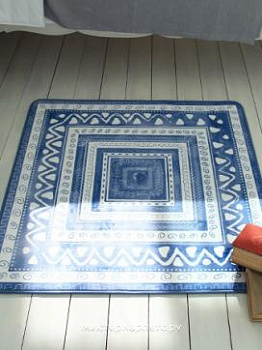 Синий квадратный ковер с орнаментом Ethnic