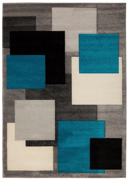 Серо-бирюзовый ковер со средним ворсом Массандра