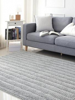 Серый рельефный ковер с длинным ворсом Tau