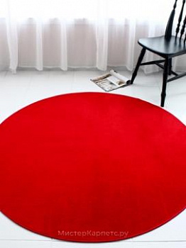 Красный круглый ковер с ворсом Coomi