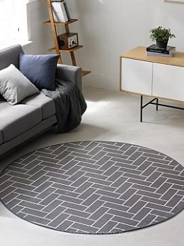 Круглый серый коротковорсный ковер Bellatrix