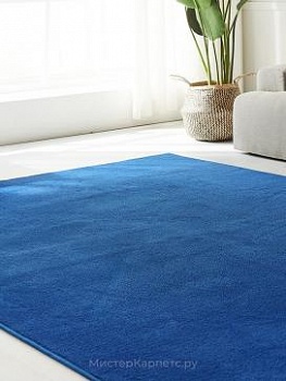 Синий однотонный ковер с коротким ворсом Pop