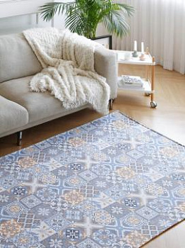 Голубой ковер с рисунком Tile