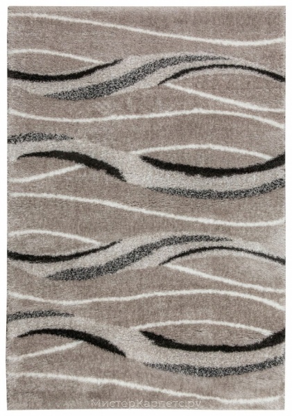 Бело-серый ковер с длинным ворсом Паффи-Стайл