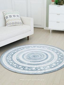 Голубо серый ковер с рисунком Ethnic