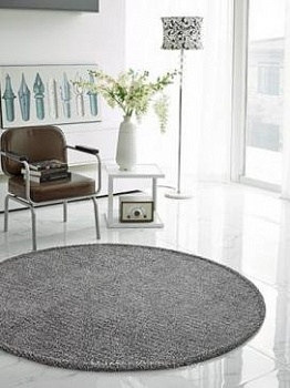 Серый круглый ковер с коротким ворсом Stucco