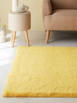 Желтый длинноворсный ковер Softy