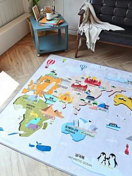 Детский ковер с рисунком карты мира DTP