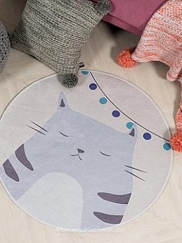 Круглый детский ковер с рисунком котенка DTP, бежевый