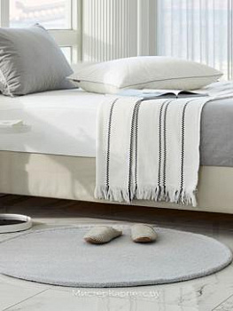 Круглый серый ковер с ворсом Century