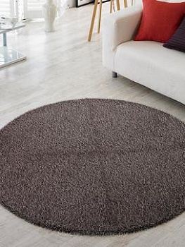Круглый коричневый шегги ковер Cliff