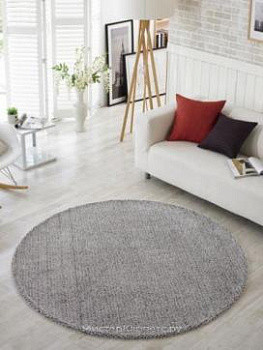 Круглый бежевый ковер с ворсом Alaska