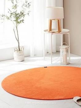 Круглый однотонный ковер оранжевого цвета Pop