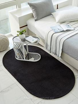 Черный овальный ковер без рисунка Century