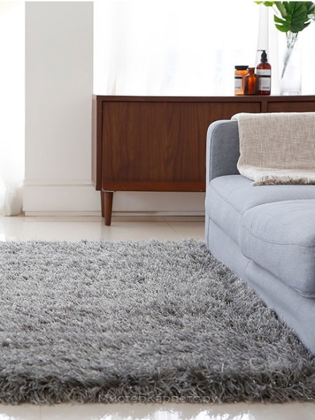 Серый ковер с длинным ворсом шегги Metal