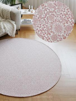 Круглый розовый ковер с узором Oriental