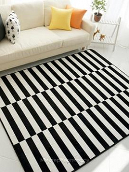 Черно белый ковер в полоску Band