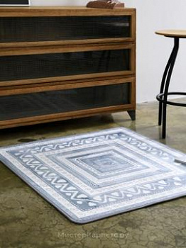 Мятно-серый квадратный ковер Ethnic