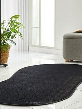 Черный ковер необычной формы с коротким ворсом Butterfly