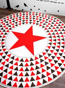 Красный круглый ковер со звездой Destiny