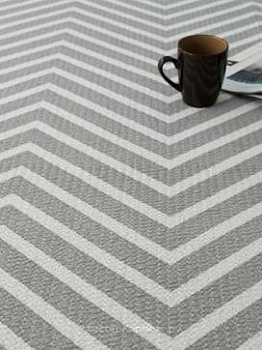 Серо-белый безворсовый ковер с зигзагом Ripple