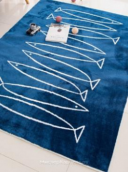 Синий ковер с рыбами Herring