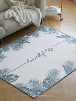 Белый ковер с рисунком листьев Aloha