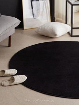Круглый черный ковер с коротким ворсом Pop