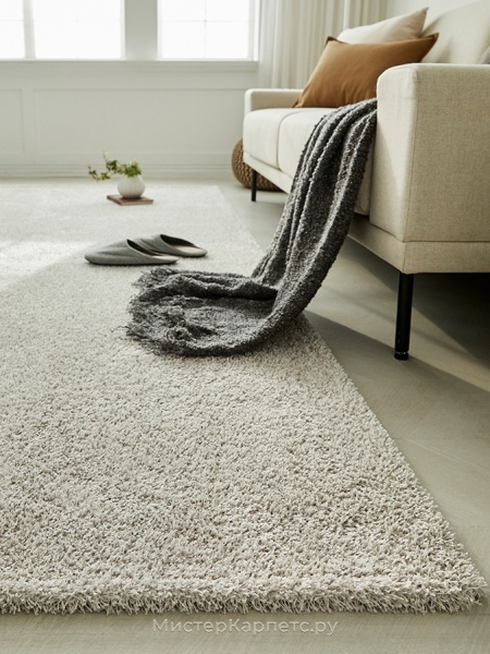 Серебристо-серый ковер с ворсом Silhouette