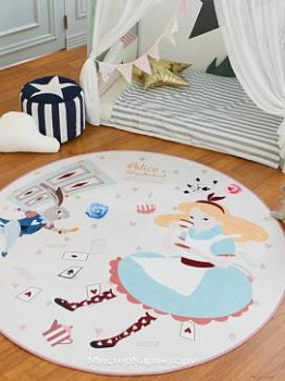 Круглый ковер с рисунком Алисы в стране чудес