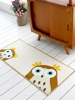 Коричневый коврик с рисунком совенка Owl