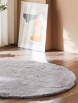 Серый круглый ковер с мягким ворсом Softy